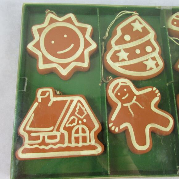 Williams Sonoma Boxed Set 8 Ceramic Gingerbread Cookie Christmas Ornaments - Picture 2 of 5